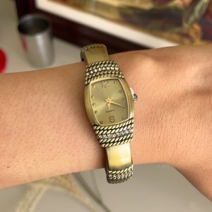 Brass with stones cuff watch